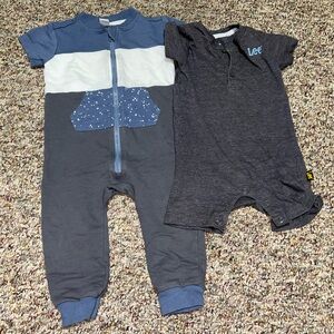 Boys toddler Lee Kids Blue and Gray One Piece Footies, Lot of 2 24 months summer